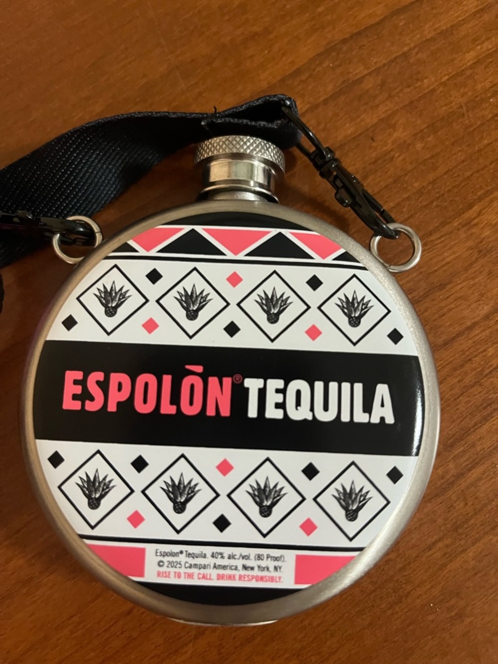 Espolòn Tequila Branded Hip Mini Flask with Strap
